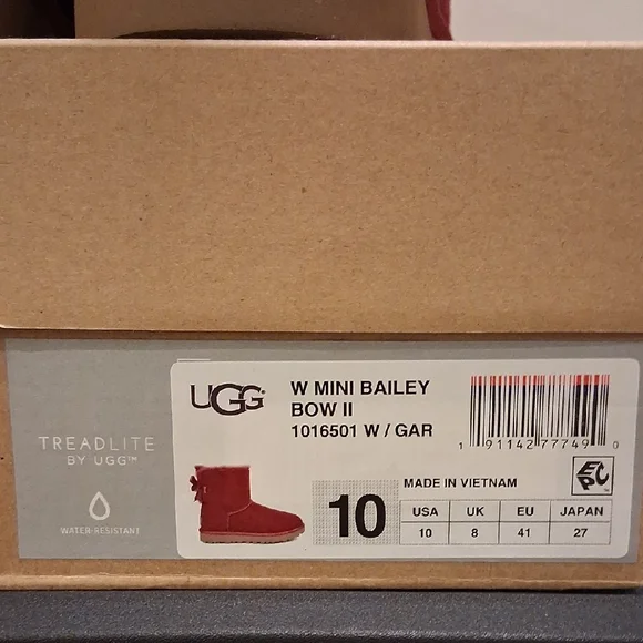 UGG Red Mini Bailey Bow Boots - Picture 3 of 14